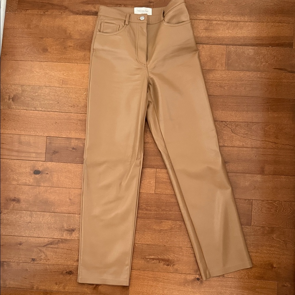 Tan Melina Faux Leather Pants